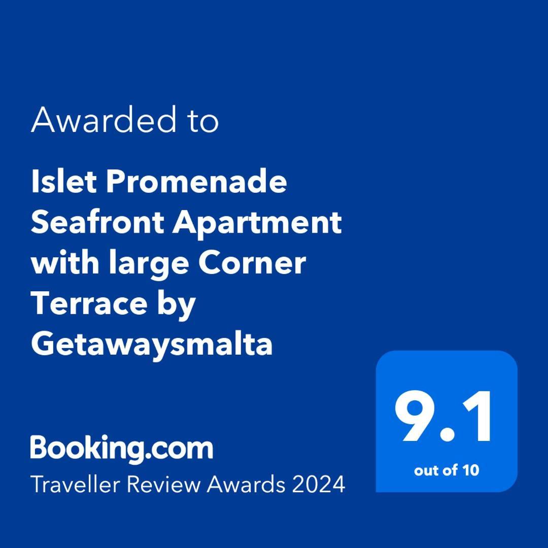 Islet Promenade Seafront Apartment With Large Corner Terrace By Getawaysmalta St. Paul's Bay Exterior foto